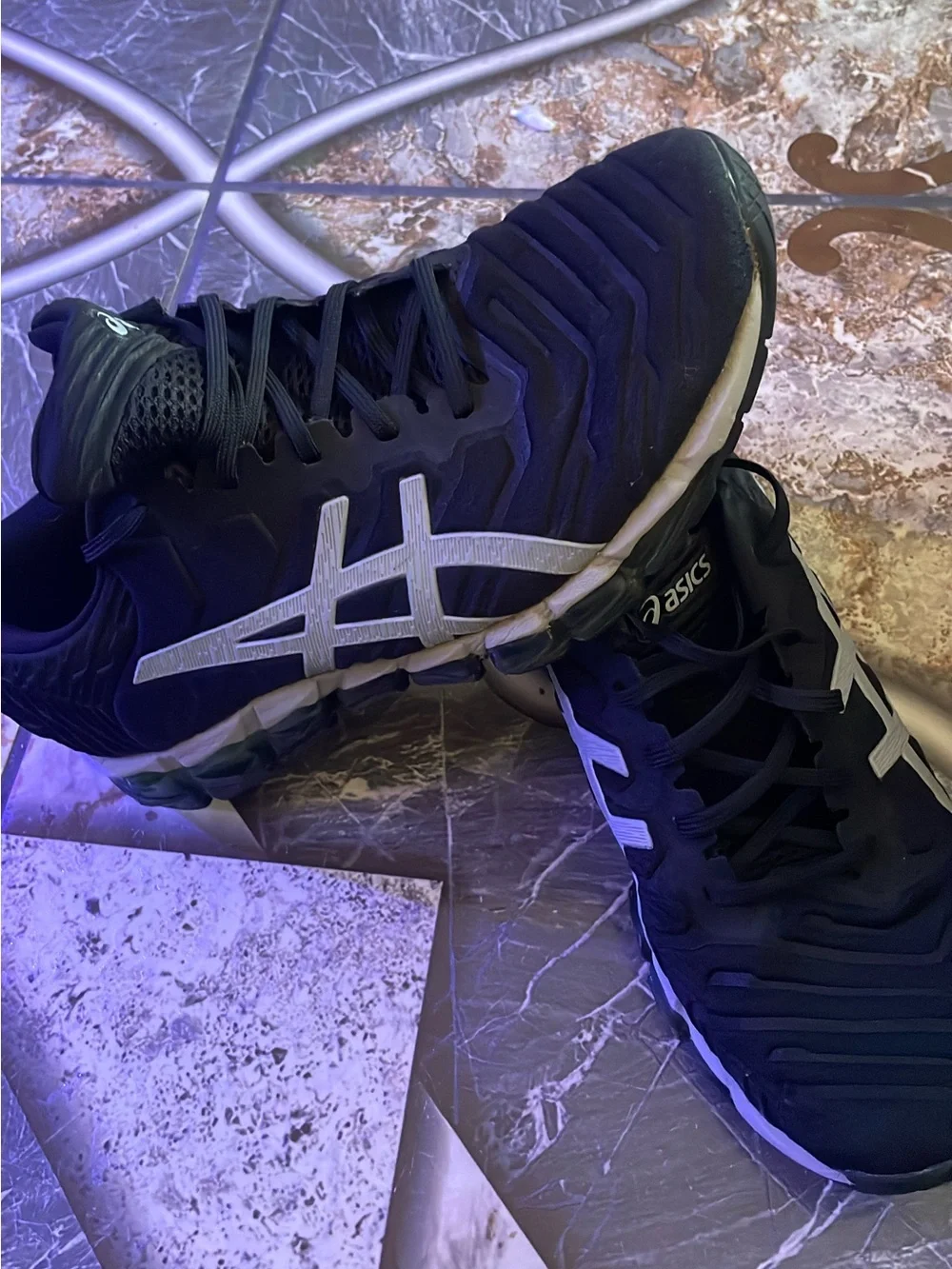 Asics Black Athletic Running Shoes with Silver Accents